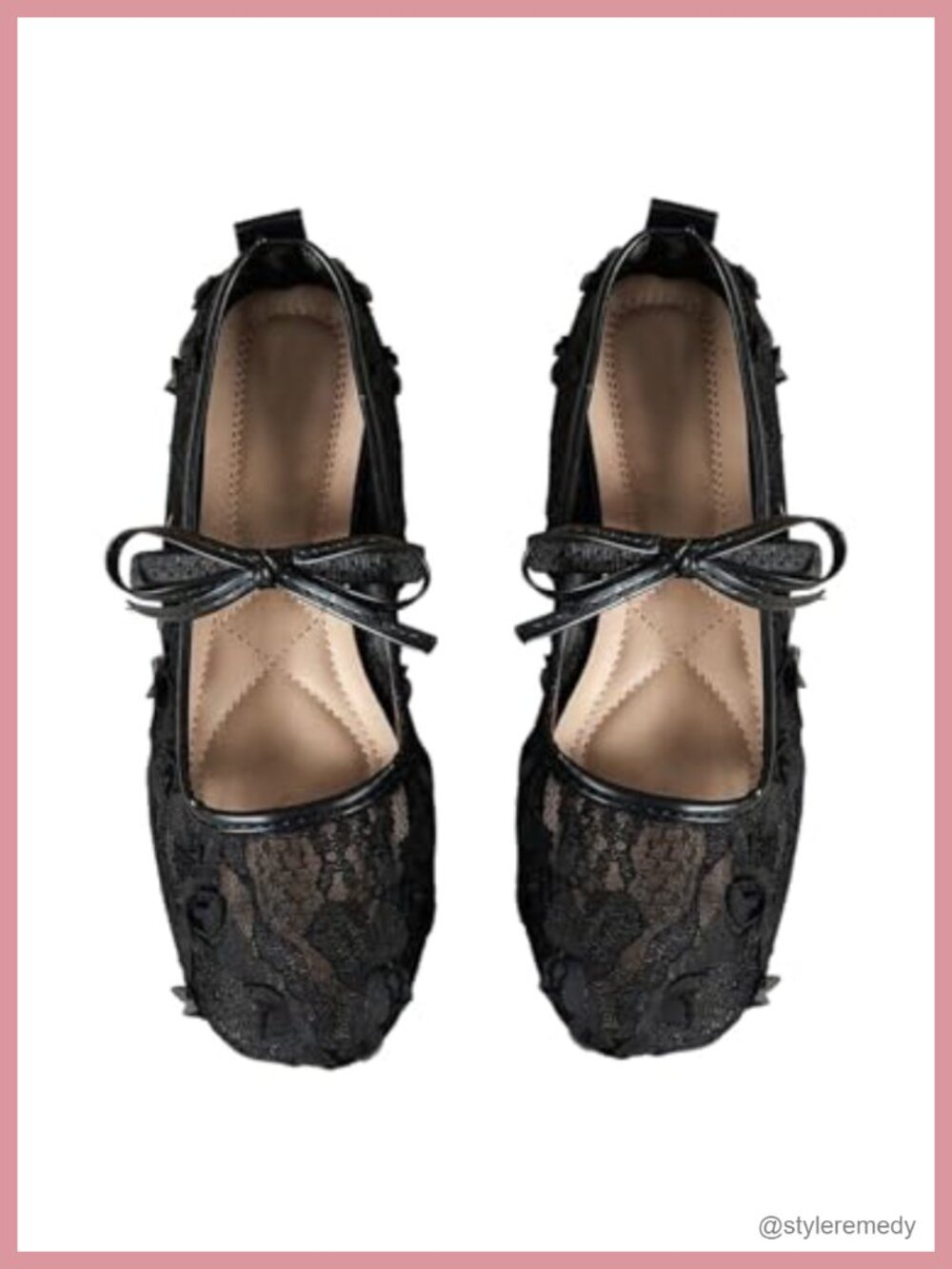Women's Lace Mesh Ballet Flats Bowknot Maryjane Slip-On Shoes - Picture 1 of 4